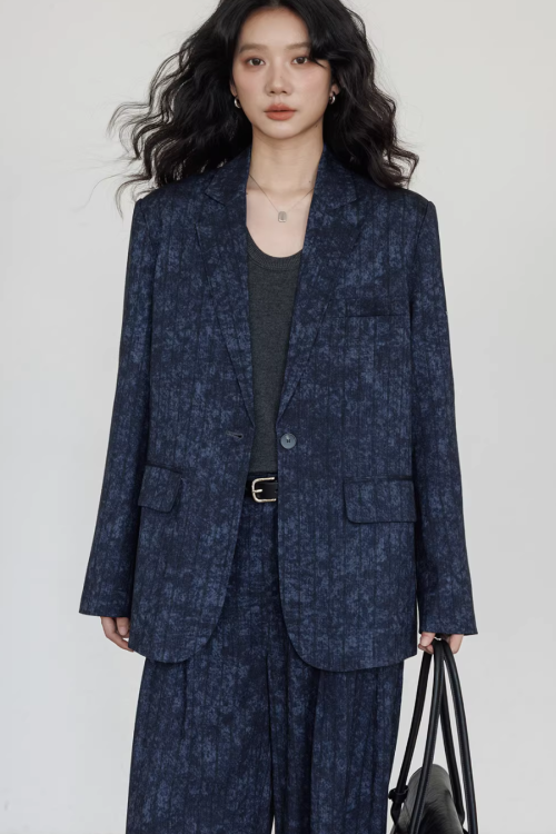 Linen Oversized Casual Jacket / Wide Pants