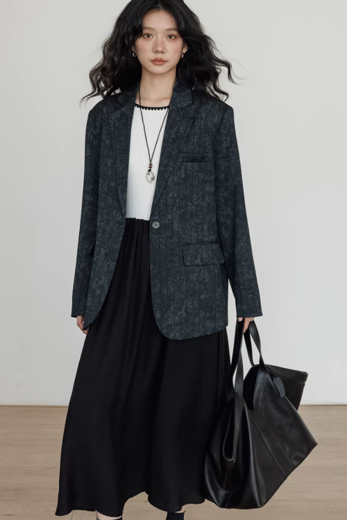 Linen Oversized Casual Jacket / Wide Pants