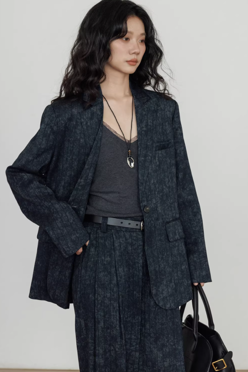Linen Oversized Casual Jacket / Wide Pants