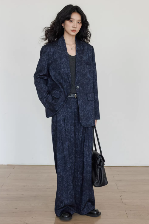 Linen Oversized Casual Jacket / Wide Pants