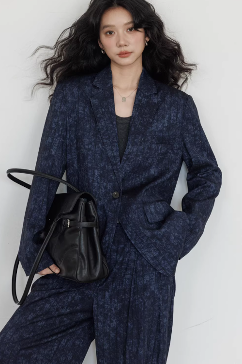 Linen Oversized Casual Jacket / Wide Pants