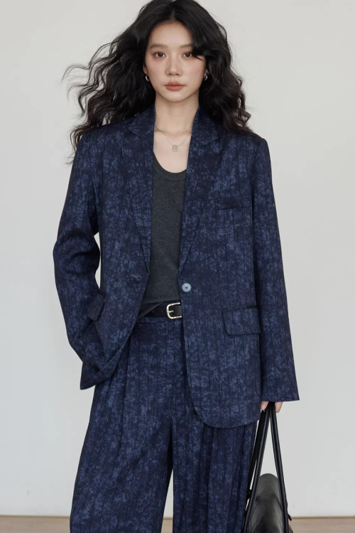 Linen Oversized Casual Jacket / Wide Pants