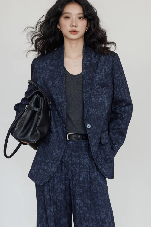 Linen Oversized Casual Jacket / Wide Pants