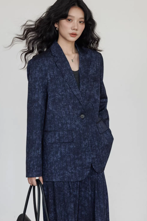 Linen Oversized Casual Jacket / Wide Pants