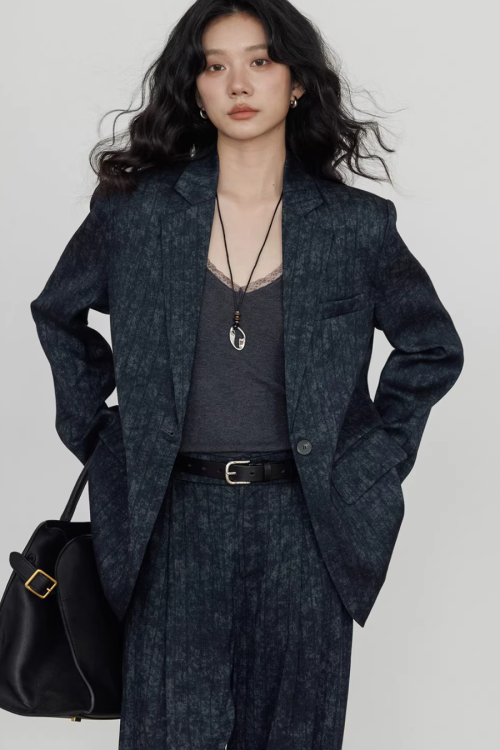 Linen Oversized Casual Jacket / Wide Pants