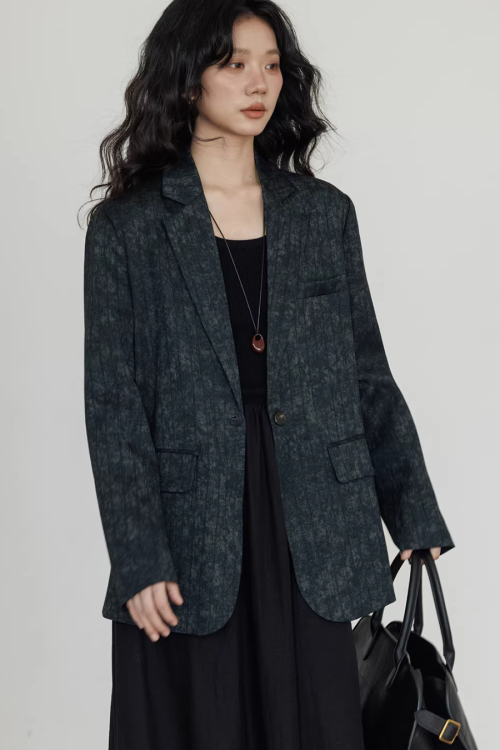 Linen Oversized Casual Jacket / Wide Pants