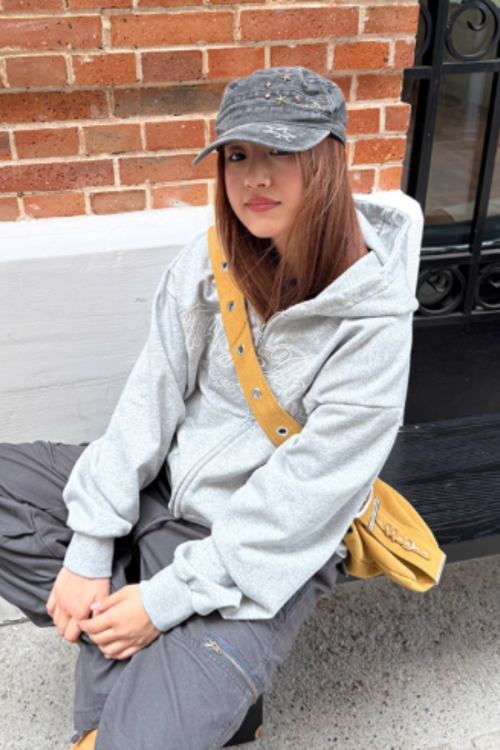 Logo Embroidered Zip-Up Hoodie