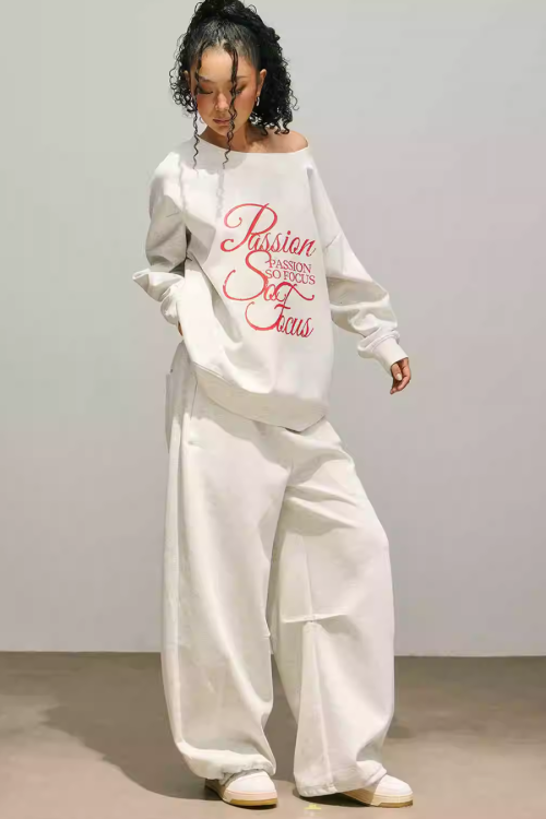 Logo One-Shoulder Top / Wide Pants