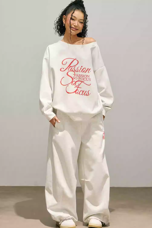 Logo One-Shoulder Top / Wide Pants