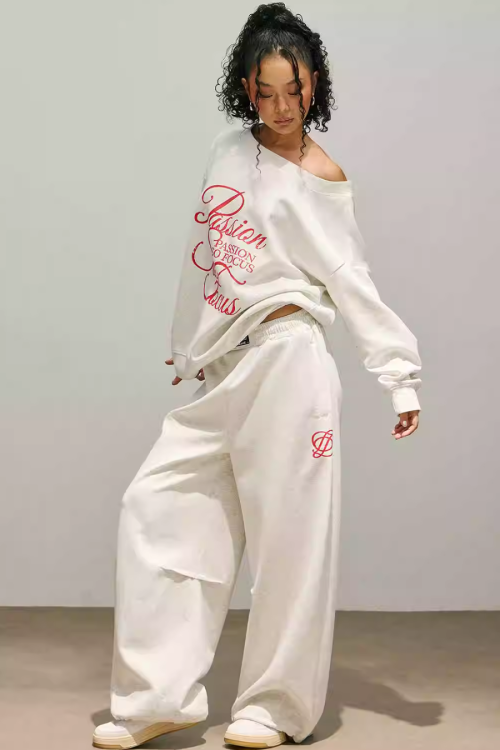 Logo One-Shoulder Top / Wide Pants