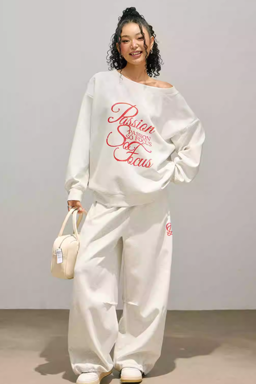 Logo One-Shoulder Top / Wide Pants