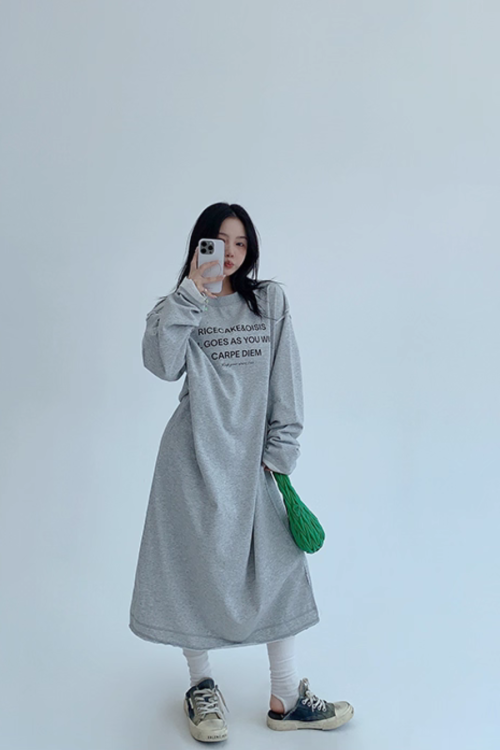 Logo Print Oversized Dress