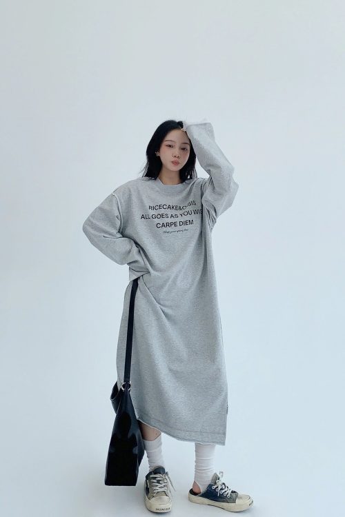 Logo Print Oversized Dress