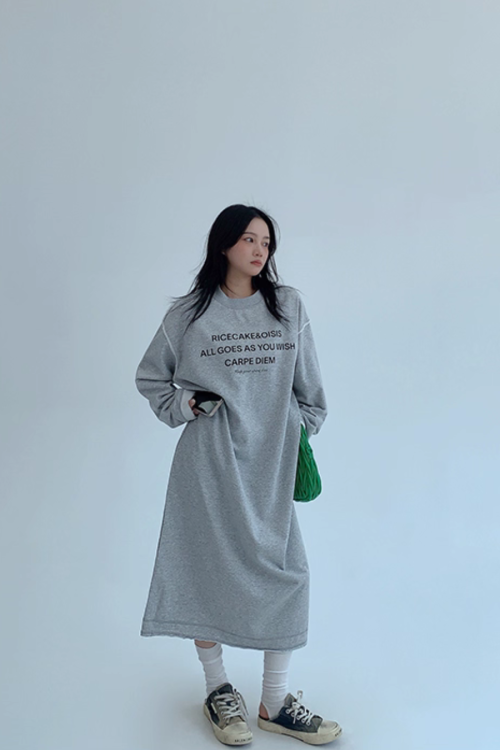 Logo Print Oversized Dress