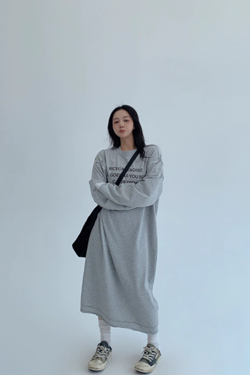 Logo Print Oversized Dress