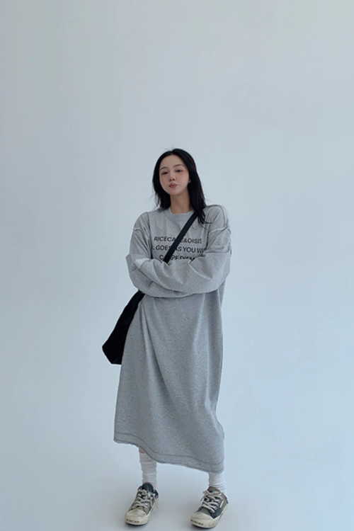Logo Print Oversized Dress