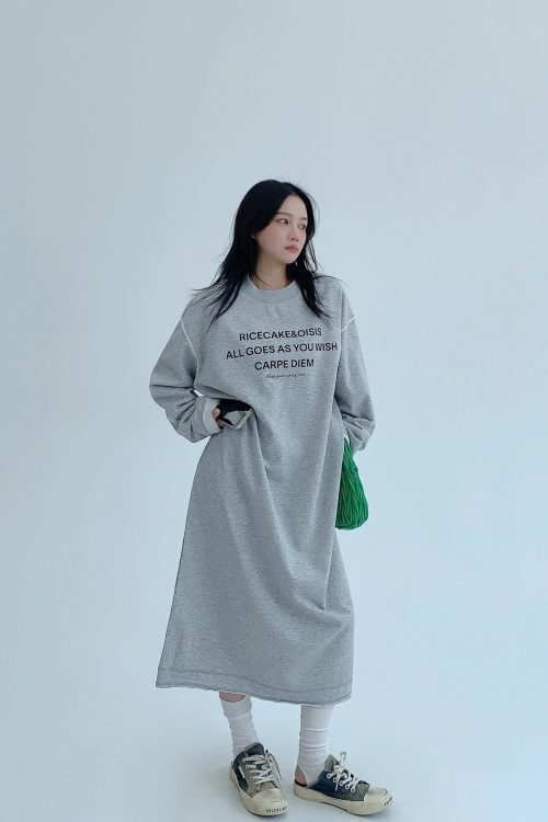 Logo Print Oversized Dress