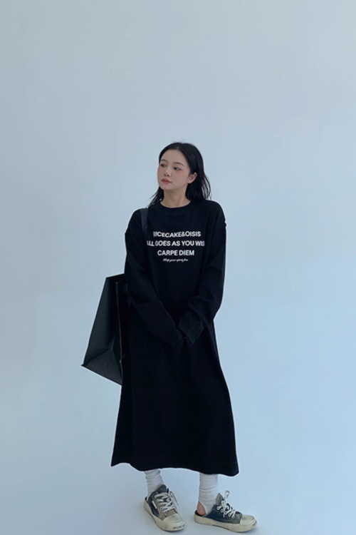 Logo Print Oversized Dress