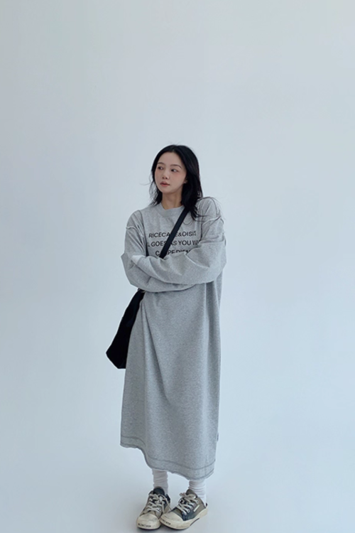 Logo Print Oversized Dress