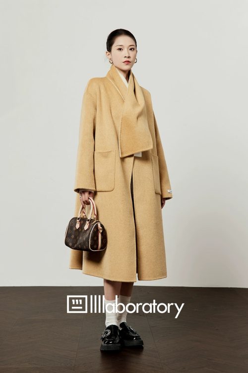 Long Coat With Scarf / Mini Skirt