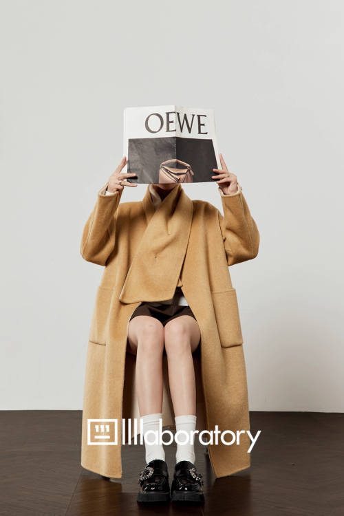 Long Coat With Scarf / Mini Skirt