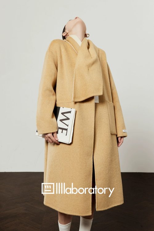 Long Coat With Scarf / Mini Skirt