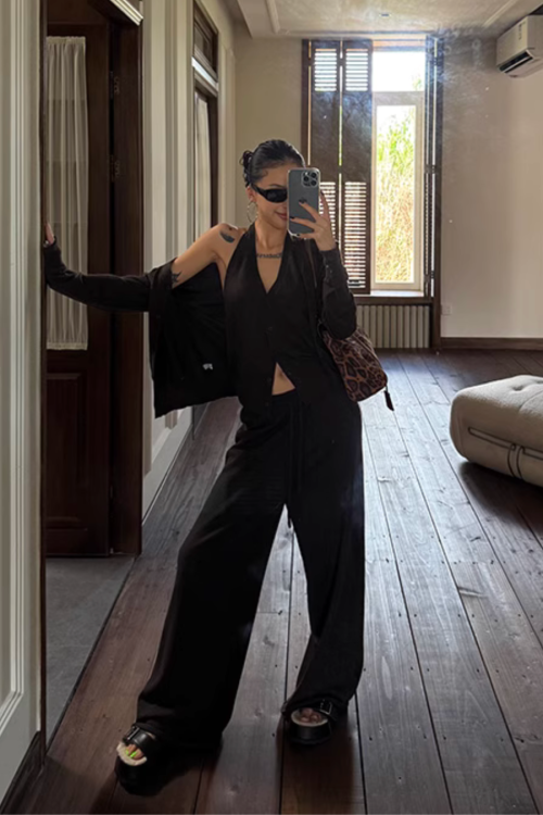 Long Sleeve Top / Short Pants / Halter Neck Top