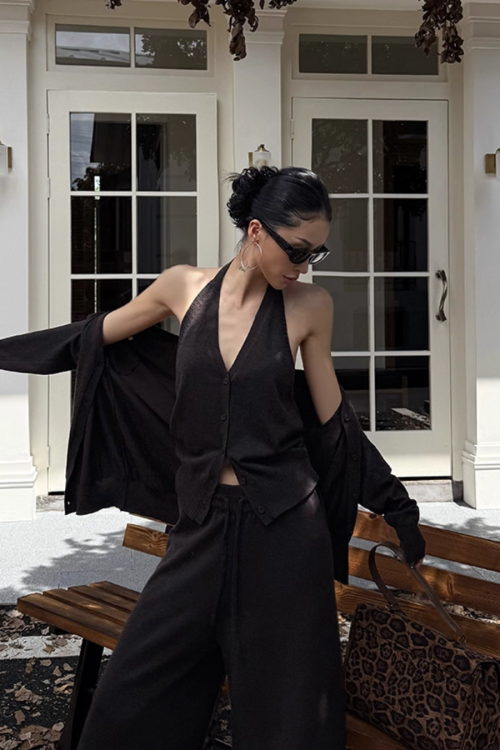 Long Sleeve Top / Short Pants / Halter Neck Top