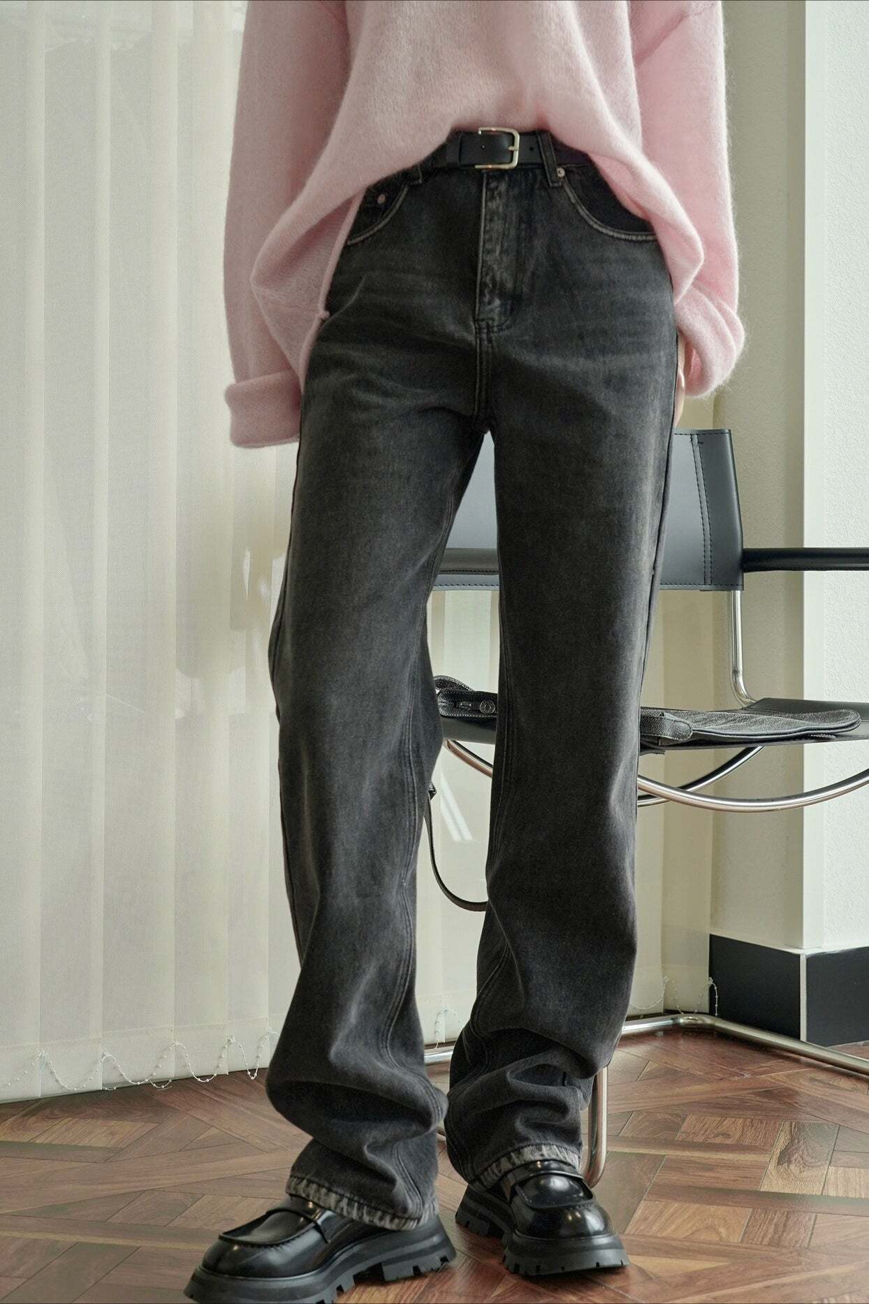 Loose Fit Ripped Wide Leg Jeans