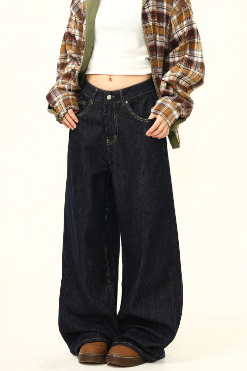 Loose Wide Curve Denim Pants
