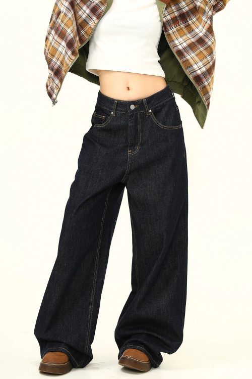 Loose Wide Curve Denim Pants