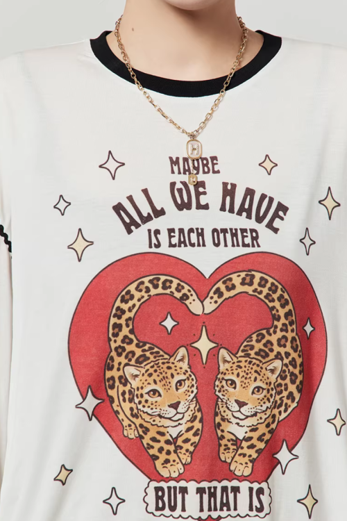 Love Tiger Long-Sleeve Top / Leopard Mini Skirt