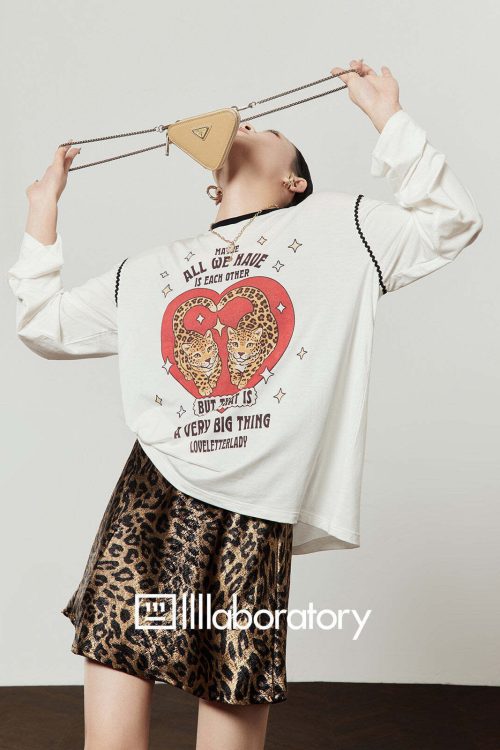Love Tiger Long-Sleeve Top / Leopard Mini Skirt