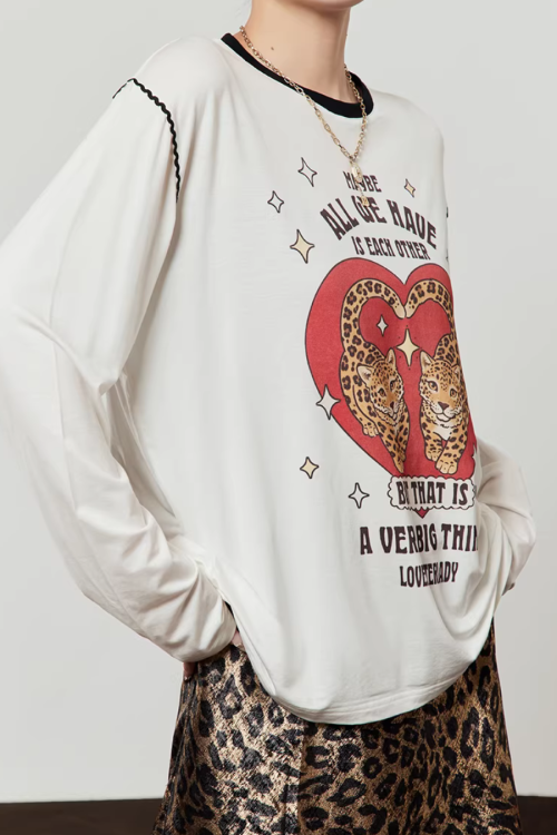 Love Tiger Long-Sleeve Top / Leopard Mini Skirt