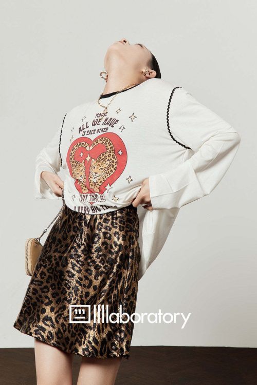 Love Tiger Long-Sleeve Top / Leopard Mini Skirt