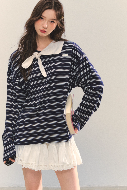 Marine Stripe Long Sleeve Top
