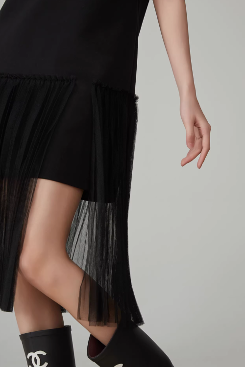 Mesh Short-Sleeve T-Shirt Dress