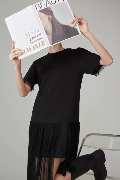 Mesh Short-Sleeve T-Shirt Dress
