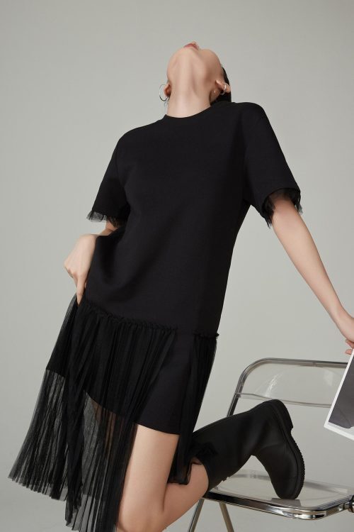 Mesh Short-Sleeve T-Shirt Dress
