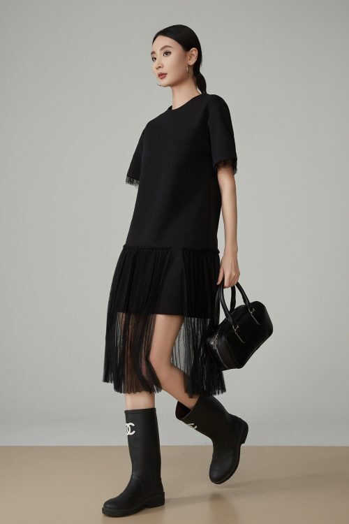 Mesh Short-Sleeve T-Shirt Dress