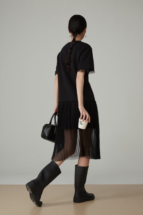Mesh Short-Sleeve T-Shirt Dress
