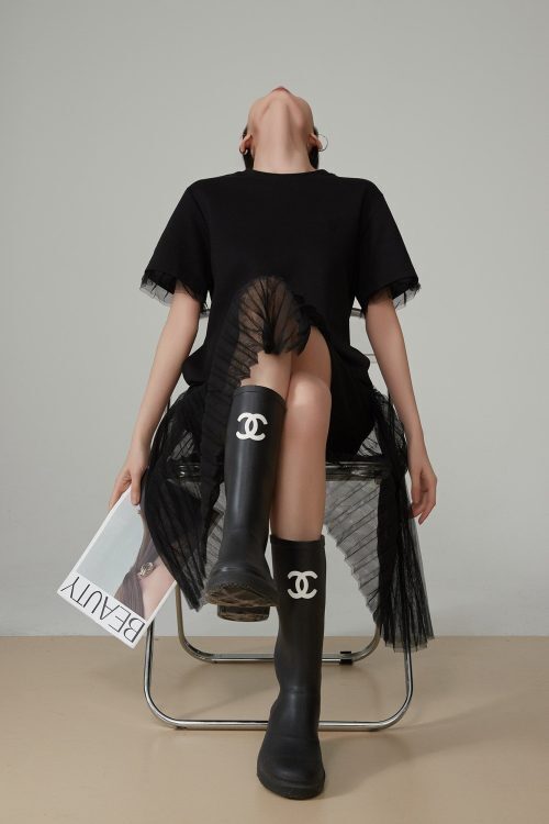 Mesh Short-Sleeve T-Shirt Dress