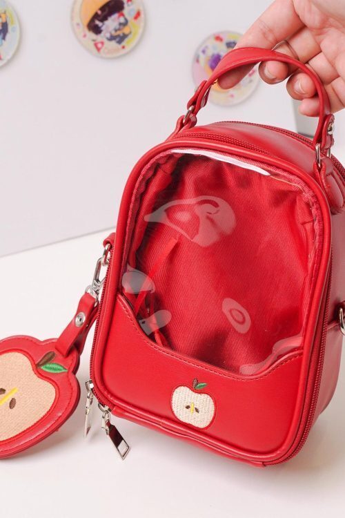 Mini Apple Ita Crossbody Bag with Clear Window for Pin Display