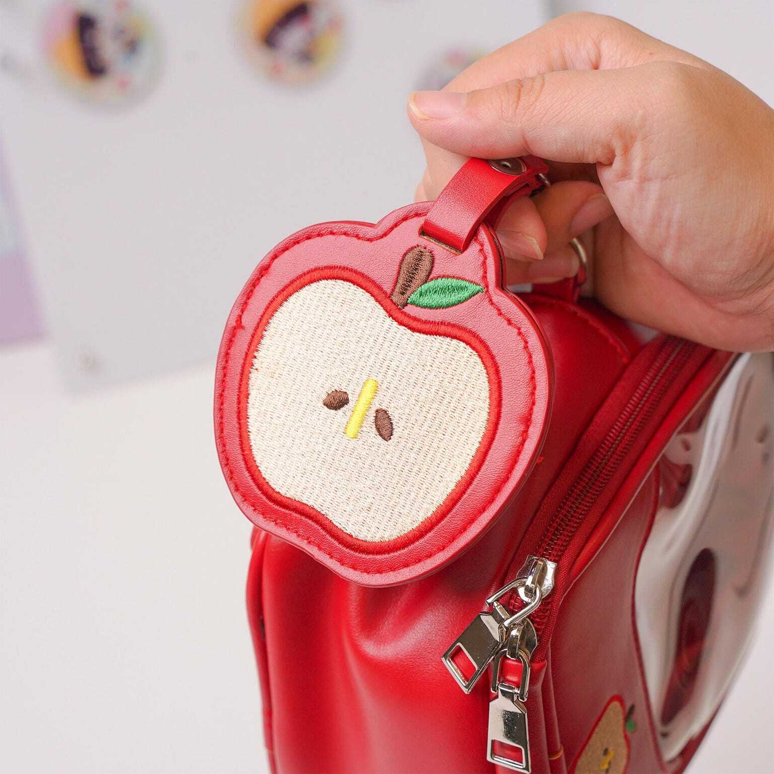 Mini Apple Ita Crossbody Bag with Clear Window for Pin Display Mini Apple Ita Crossbody Bag with Clear Window for Pin Display