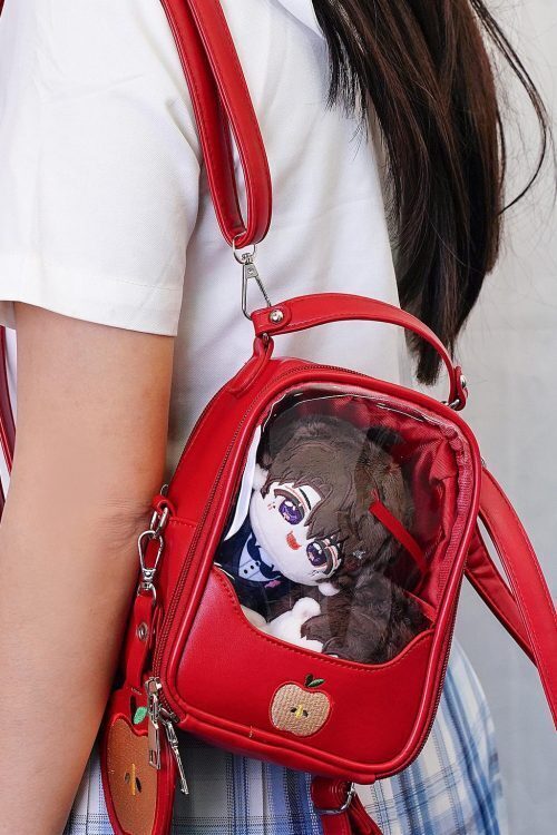 Mini Apple Ita Crossbody Bag with Clear Window for Pin Display