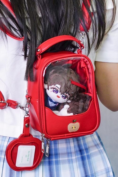 Mini Apple Ita Crossbody Bag with Clear Window for Pin Display