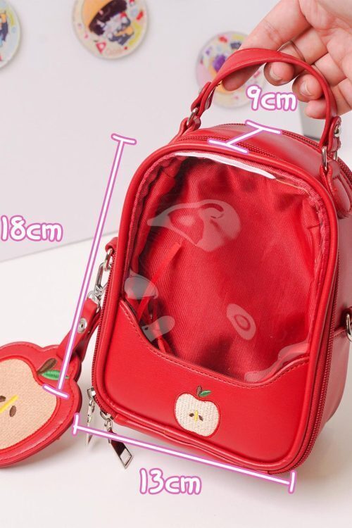 Mini Apple Ita Crossbody Bag with Clear Window for Pin Display