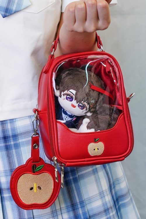 Mini Apple Ita Crossbody Bag with Clear Window for Pin Display