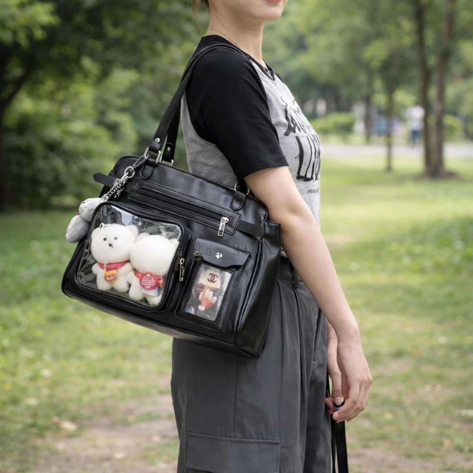 Mini Black Convertible Ita Bag for Pin Display Mini Black Convertible Ita Bag for Pin Display