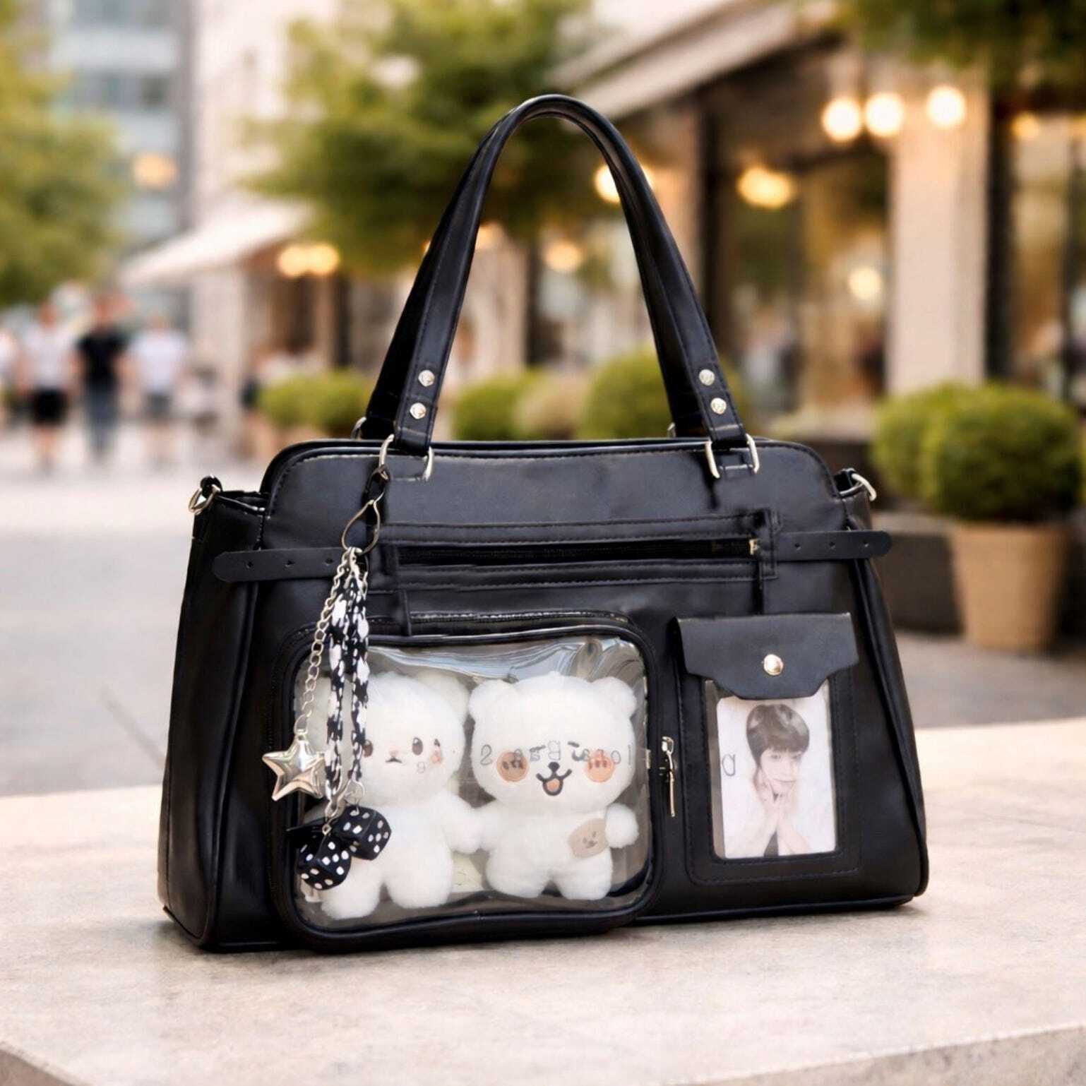 Mini Black Convertible Ita Bag for Pin Display Mini Black Convertible Ita Bag for Pin Display